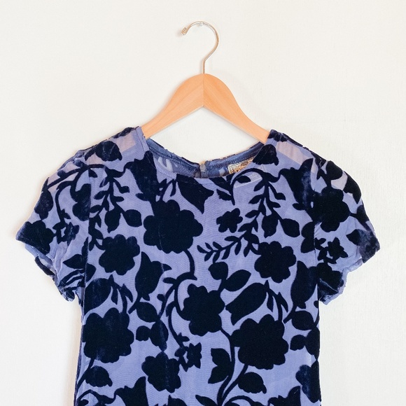 Vintage 80s Velvet Burnout Maxi - Navy, Floral - Picture 3 of 6